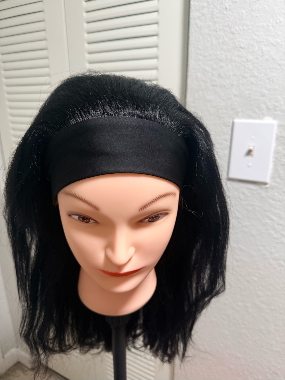 Woman's Romance Headband Wig For Black Women Kinky Straight Headband Wig